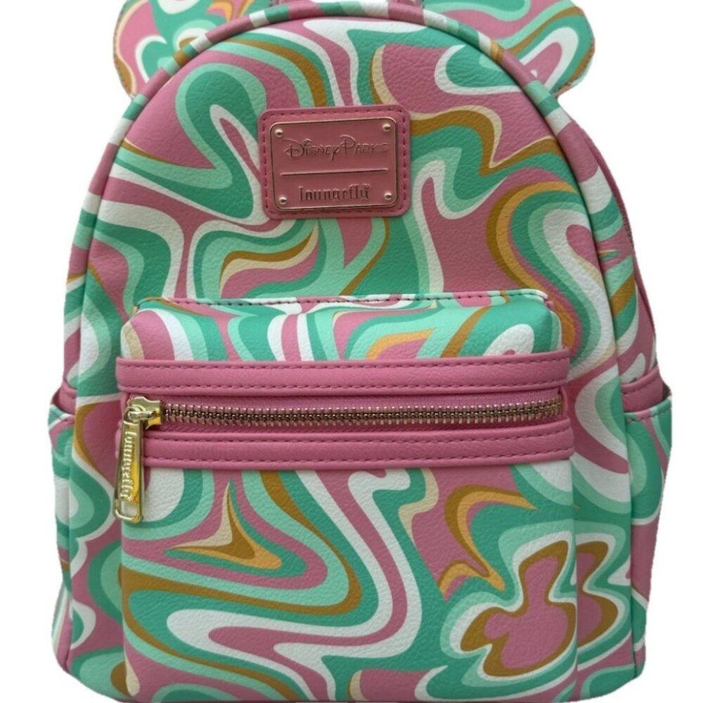 Disney parks Loungefly Mickey Mouse Swirl Mini Backpack lime Green Pink